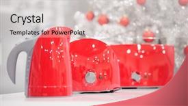  Presentation with christmas red - Colorful slide set enhanced with red colored kettle and toasters backdrop and a light gray colored foreground