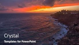  Presentation with rocky shore - Slides enhanced with red-colorful-sunset-and-vivid background and a wine colored foreground