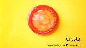  Presentation with condom sex - Slide set with red condom on color background background and a white colored foreground