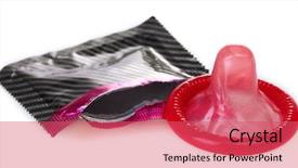  Presentation with condom - Amazing presentation having red condom with open pack backdrop and a coral colored foreground