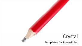  Presentation with construction red - Colorful slide deck enhanced with red construction pencil isolated backdrop and a white colored foreground