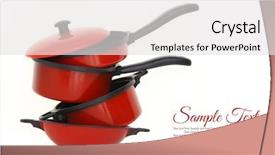  Presentation with dinner - Presentation design with red cookware set on white background and a white colored foreground