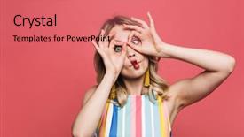  Presentation with happy image - Beautiful PPT theme featuring red coral background showing okay backdrop and a  colored foreground