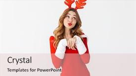  Presentation with sexy santa woman red - Presentation theme having red costume and deer ear background and a lemonade colored foreground