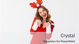  Presentation with costume - Theme consisting of red costume and deer ear background and a white colored foreground