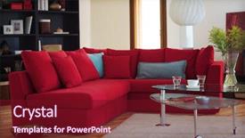  Presentation with modern color - Colorful slide set enhanced with red couch in modern living backdrop and a tawny brown colored foreground