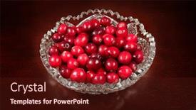 Presentation with crystal - Cool new PPT theme with red cranberry in crystal plate on black background backdrop and a wine colored foreground