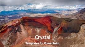  Presentation with volcano - Colorful presentation theme enhanced with ash cross - red crater on the top backdrop and a tawny brown colored foreground