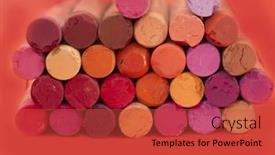  Presentation with crayons - PPT theme consisting of red crayons background and a red colored foreground