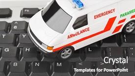  Presentation with medical technology - Audience pleasing theme consisting of red cross first aid - computer keyboard and medical car backdrop and a dark gray colored foreground