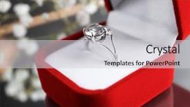 Presentation with boxing ring - Slide set consisting of red crystal wedding - beautiful engagement ring in box background and a light gray colored foreground