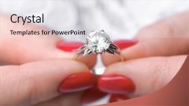  Presentation with engagement - Audience pleasing slide set consisting of red crystal wedding - woman holding beautiful engagement ring backdrop and a white colored foreground