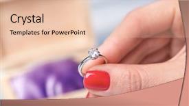  Presentation with engagement - Audience pleasing theme consisting of red crystal wedding - woman holding beautiful engagement ring backdrop and a lemonade colored foreground