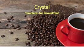  Presentation with coffee beans - Theme featuring red cup of black coffee background and a tawny brown colored foreground