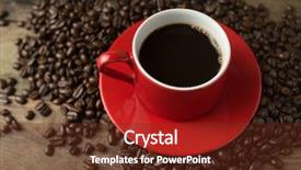  Presentation with red coffee bean - Presentation having red cup of black coffee background and a tawny brown colored foreground