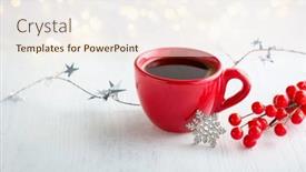  Presentation with rustic lights - PPT layouts with red-cup-of-coffee-christmas background and a cream colored foreground
