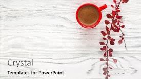 Presentation with leaves flat lay - Amazing slides having red-cup-of-coffee backdrop and a white colored foreground