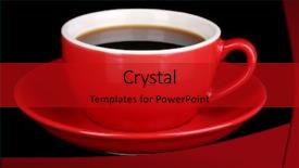  Presentation with cup coffee - Beautiful theme featuring red cup of strong coffee backdrop and a crimson colored foreground