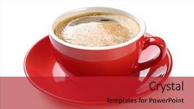  Presentation with coffee cup - Presentation with red cup of tasty coffee background and a crimson colored foreground
