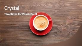  Presentation with coffee cup - Colorful slide set enhanced with red cups - cup of coffee on wooden backdrop and a coral colored foreground