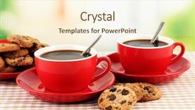  Presentation with red coffee bean - Cool new theme with red cups of strong coffee backdrop and a cream colored foreground
