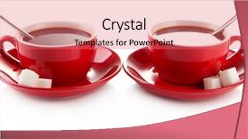  Presentation with red coffee bean - Colorful presentation enhanced with red cups of strong coffee backdrop and a coral colored foreground