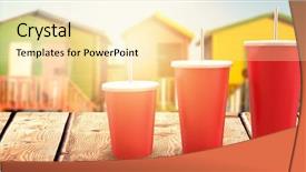  Presentation with red white blue patriotic - Beautiful slides featuring soda advertisment - red cups over white background backdrop and a blonde colored foreground