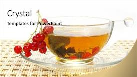  Presentation with tea cup - Presentation theme enhanced with red currant and herbal tea background and a  colored foreground