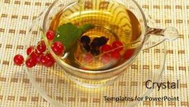  Presentation with tea cup - Amazing PPT theme having red currant and herbal tea backdrop and a  colored foreground