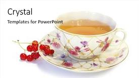  Presentation with currant - Beautiful presentation theme featuring red currant and herbal tea backdrop and a  colored foreground
