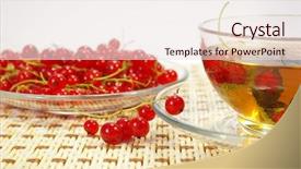  Presentation with tea cup - Beautiful PPT theme featuring red currant and herbal tea backdrop and a  colored foreground