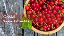  Presentation with currant - Audience pleasing slides consisting of red currant berry in a wooden plate backdrop and a crimson colored foreground