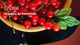  Presentation with currant - Theme featuring red currant berry in a wooden plate background and a tawny brown colored foreground