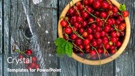  Presentation with currant - Cool new PPT theme with red currant berry in a wooden plate backdrop and a gray colored foreground