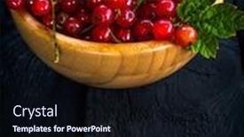  Presentation with currant - Slides enhanced with red currant berry in a wooden plate background and a wine colored foreground