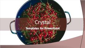  Presentation with currant - Beautiful PPT theme featuring red currants in a blue colander on a white background ripe red currant berries close up view backdrop and a tawny brown colored foreground