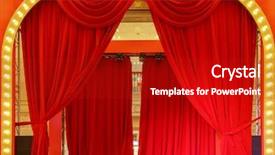  Presentation with theater stage - Audience pleasing theme consisting of red curtains and spotlights theatrical backdrop and a crimson colored foreground