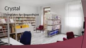  Presentation with library - Slide set with cozy reading room in library background and a light gray colored foreground