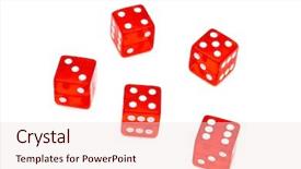  Presentation with risk - Beautiful presentation theme featuring red dice isolated on white backdrop and a lemonade colored foreground