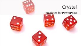  Presentation with blue and red dice - Presentation design having side view of female hand holding hot cup of coffee - photo in vintage color image style background and a mint green colored foreground