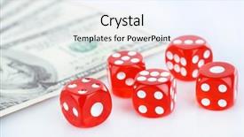  Presentation with money - Cool new PPT layouts with red dices and money isolated backdrop and a sky blue colored foreground