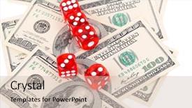  Presentation with money - Amazing presentation having red dices and money isolated backdrop and a soft green colored foreground