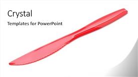  Presentation with red and white industry - Beautiful slides featuring red disposable picnic plastic knife backdrop and a white colored foreground