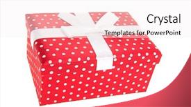  Presentation with red bow - Amazing slides having red dotted present with ribbon backdrop and a sky blue colored foreground