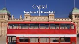  Presentation with british - PPT theme having red double decker british bus background and a ocean colored foreground
