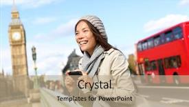  Presentation with smart bus - PPT theme enhanced with leaf - orange leaves makes frame background and a coral colored foreground