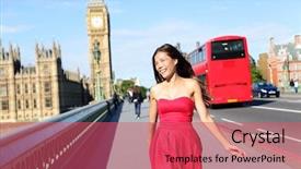  Presentation with being a single woman - PPT theme having red double decker bus background and a red colored foreground