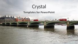  Presentation with westminster - PPT theme featuring red double decker bus background and a sky blue colored foreground