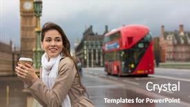  Presentation with britain - Amazing slide set having red double decker bus backdrop and a gray colored foreground