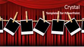  Presentation with theater curtains red draped stage - Beautiful PPT theme featuring red draped theater stage curtains backdrop and a  colored foreground